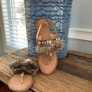 Boho Chic Beaded Fringe Sandals